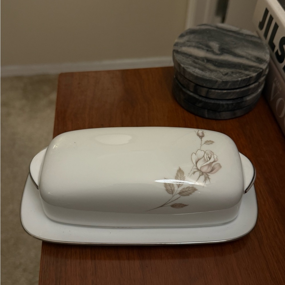 Elegant Floral Butter Dish by Noritake